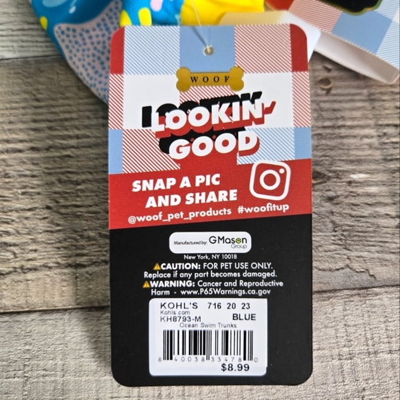 WOOF | Pet Swimsuit/Ocean Swim Trunks in Blue sz M - Picture 7 of 7